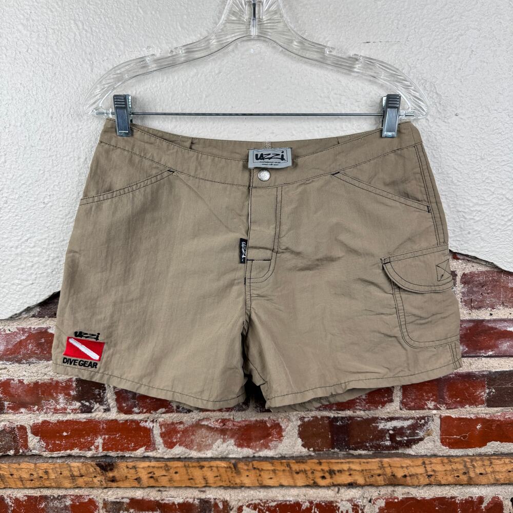 Vintage Uzzi Shorts Size 30 Brown Nylon Mid Rise Cargo Amphibious Gear Outdoors